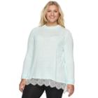 Juniors' Plus Size So&reg; Scalloped Lace Tunic Sweater, Girl's, Size: 1xl, Turquoise/blue (turq/aqua)