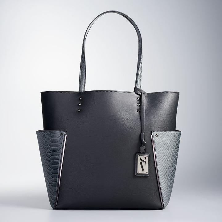 Simply Vera Vera Wang Flyback Studded Tote, Women's, Grey