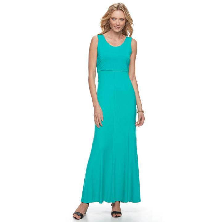 Women's Dana Buchman Mitered Skirt Midi Dress, Size: Large, Turquoise/blue (turq/aqua)