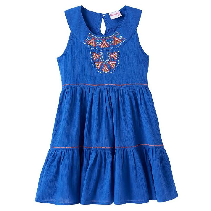 Girls 4-6x Nannette Embroidered Tiered Dress, Girl's, Size: 6, Blue