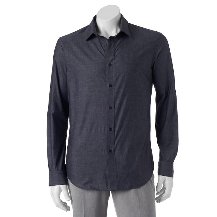 Big & Tall Apt. 9&reg; Stretch End-on-end Button-down Shirt, Men's, Size: Xl Tall, Oxford