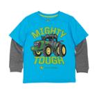Boys 4-7x John Deere Mighty Tough Tractor Mock-layer Tee, Size: 7, Brt Blue