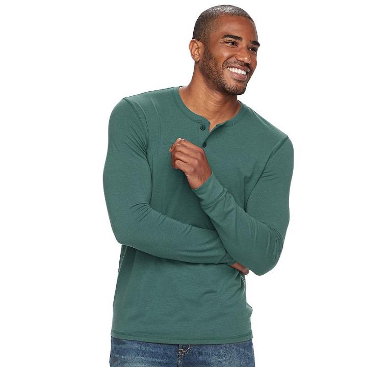 Men's Sonoma Goods For Life&trade; Classic-fit Flexwear Henley, Size: Large, Dark Blue