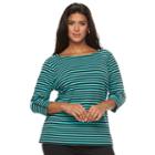 Plus Size Croft & Barrow&reg; Ribbed Stripe Top, Women's, Size: 2xl, Black