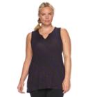 Plus Size Gaiam Solar Splitneck Printed Yoga Tank, Women's, Size: 1xl, Red Overfl