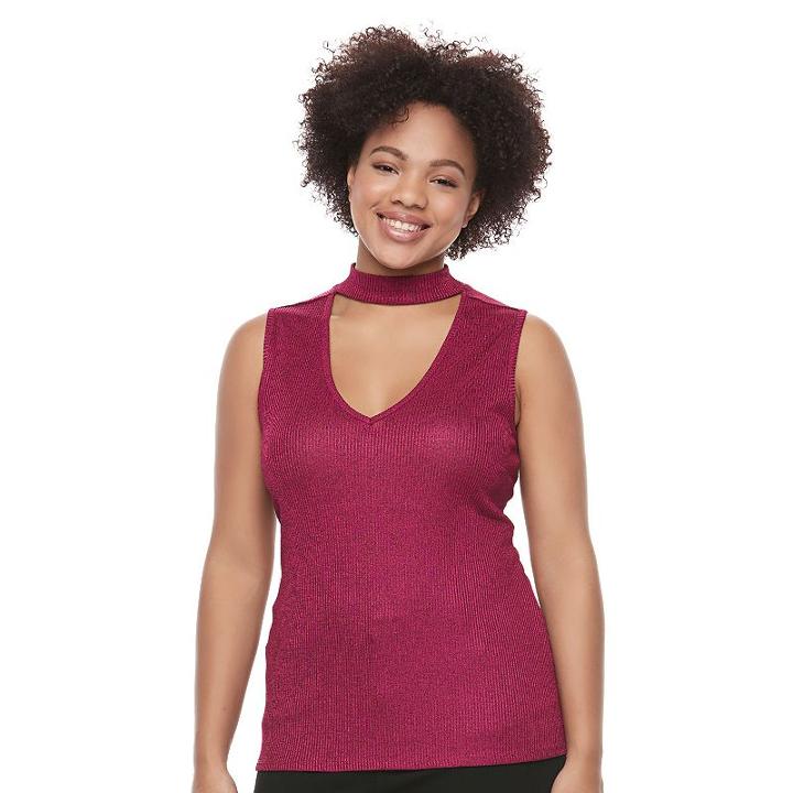 Juniors' Plus Size Candie's&reg; Knit Mockneck Tank, Girl's, Size: 2xl, Light Pink