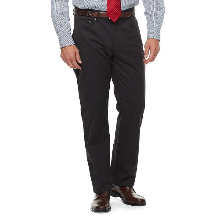 Men's Croft & Barrow&reg; Classic-fit Stretch Flannel-lined 5-pocket Pants, Size: 34x32, Black