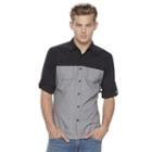 Big & Tall Rock & Republic Classic-fit Colorblock Stretch Roll-tab Button-down Shirt, Men's, Size: Xl Tall, Black