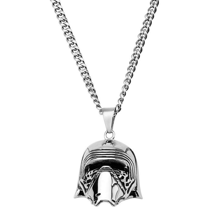 Star Wars: Episode Vii The Force Awakens Men's Stainless Steel Kylo Ren Pendant Necklace, Size: 22, Grey