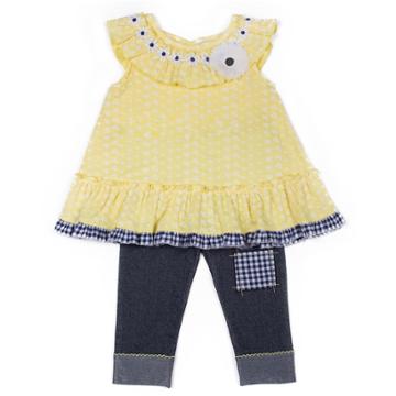 Girls 4-6x Little Lass Daisy Top & Capri Jeggings Set, Size: 5, Yellow