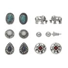 Mudd&reg; Elephant, Teardrop & Simulated Turquoise Nickel Free Earring Set, Women's, Multicolor