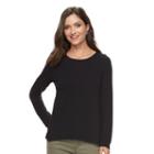 Women's Croft & Barrow&reg; Lace-back Crewneck Tee, Size: Xl, Black