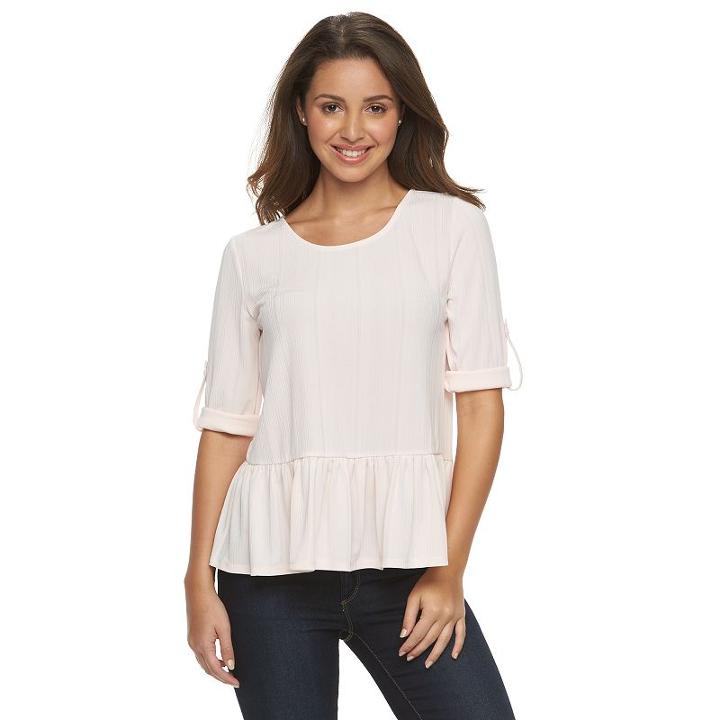 Petite Apt. 9&reg; Ribbed Peplum Top, Women's, Size: Xl Petite, Brt Pink