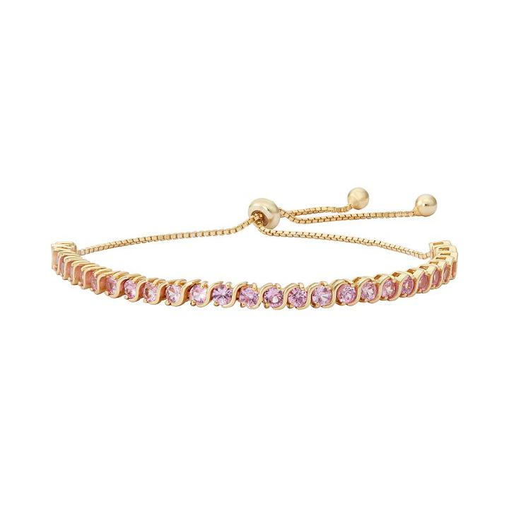 14k Gold Over Silver Lab-created Pink Sapphire S-link Lariat Bracelet, Women's, Size: 9