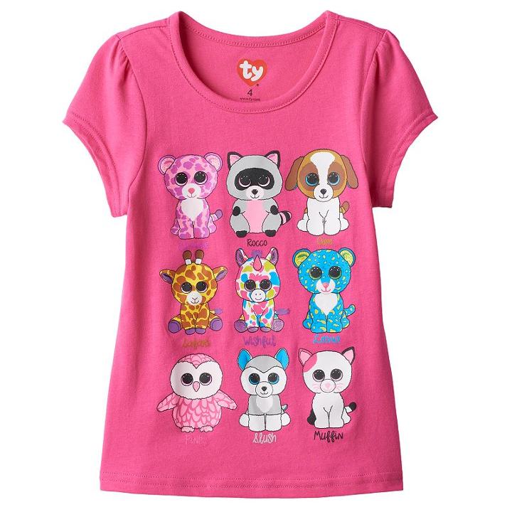Girls 4-6x Ty Beanie Boos Graphic Tee, Girl's, Size: 5, Pink