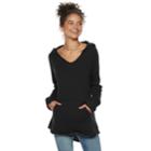 Juniors' So&reg; High-low Solid Fleece Tunic Hoodie, Teens, Size: Large, Black