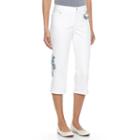 Women's Croft & Barrow&reg; Floral Embroidered Capri Jeans, Size: 10, White