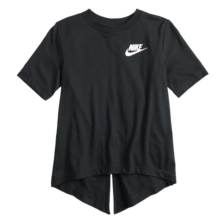 Girls 7-16 Nike Split Back Tee, Size: Medium, Grey (charcoal)