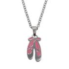 Steel City Stainless Steel Ballet Slippers Pendant Necklace, Women's, Pink