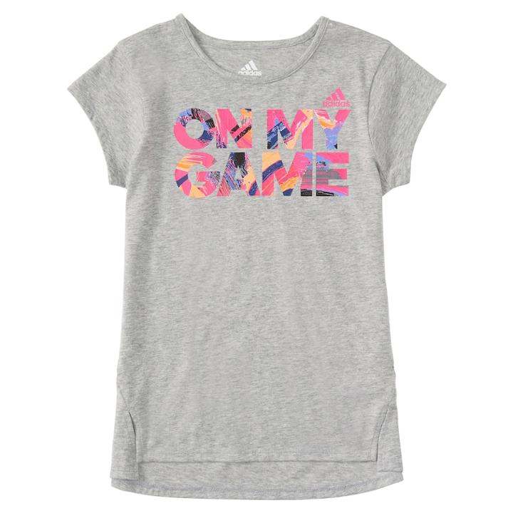 Girls 4-6x Adidas On My Game Graphic Tee, Size: 6x, Grey