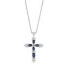 Sterling Silver Lab-created Blue & White Sapphire Cross Pendant, Women's, Size: 18