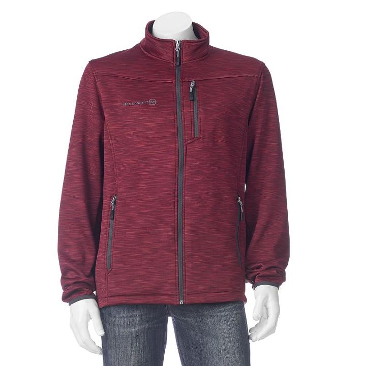 Men's Free Country Heathered Space-dyed Track Jacket, Size: Large, Dark Red
