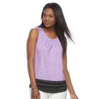 Women's Croft & Barrow&reg; Medallion Shirred Tank, Size: Large, Dark Beige