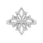 14k White Gold 3/8 Carat T.w. Diamond Snowflake Ring, Women's, Size: 8.50