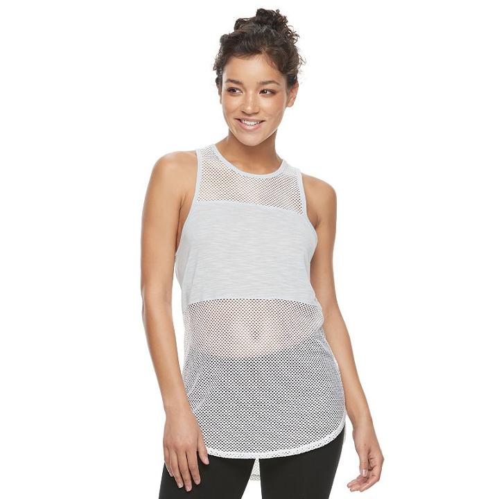 Juniors' So&reg; Mesh Racerback Tank, Girl's, Size: Xs, White