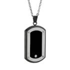 Lynx Cubic Zirconia Stainless Steel Two Tone Dog Tag Necklace - Men, Black