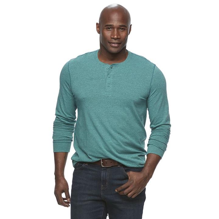Men's Sonoma Goods For Life&trade; Modern-fit Flexwear Henley, Size: 4xb, Dark Green