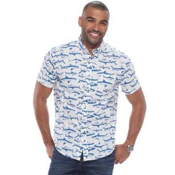 Men's Sonoma Goods For Life&trade; Flexwear Modern-fit Poplin Button-down Shirt, Size: Medium, Natural