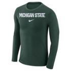 Men's Nike Michigan State Spartans Marled Long-sleeve Dri-fit Tee, Size: Xl, Green