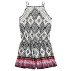 Girls 7-16 Mudd&reg; High Neck Printed Romper, Size: M/10, White