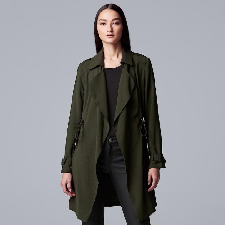 Women's Simply Vera Vera Wang Flyaway Trench Coat, Size: Medium, Dark Green