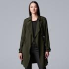 Women's Simply Vera Vera Wang Flyaway Trench Coat, Size: Medium, Dark Green