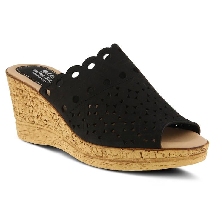 Spring Step Nava Women's Wedge Sandals, Size: 38, Black