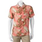 Men's Caribbean Joe Classic-fit Convertible-collar Tropical Button-down Shirt, Size: Large, Red Other