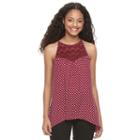 Juniors' Candie's&reg; Sharkbite Hem Lace Tank, Girl's, Size: Xs, Dark Red