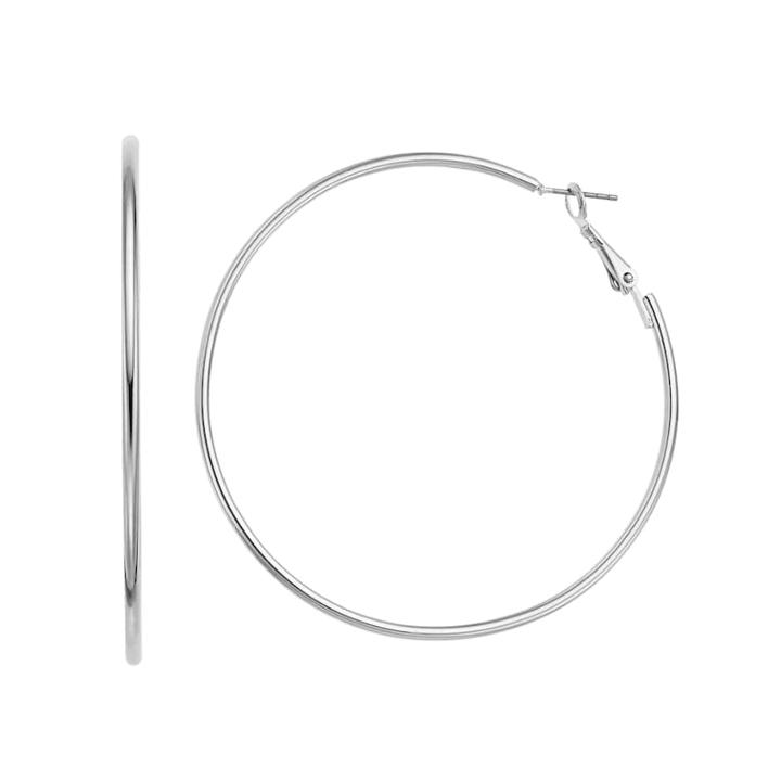 Round Tube Nickel Free Hoop Earrings, Women's, Silver
