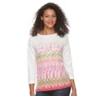 Women's Caribbean Joe Ombre Ikat Boatneck Top, Size: Large, Dark Pink
