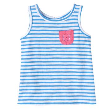 Baby Girl Jumping Beans&reg; Striped Lace-pocket Tank Top, Size: 12 Months, Blue (navy)