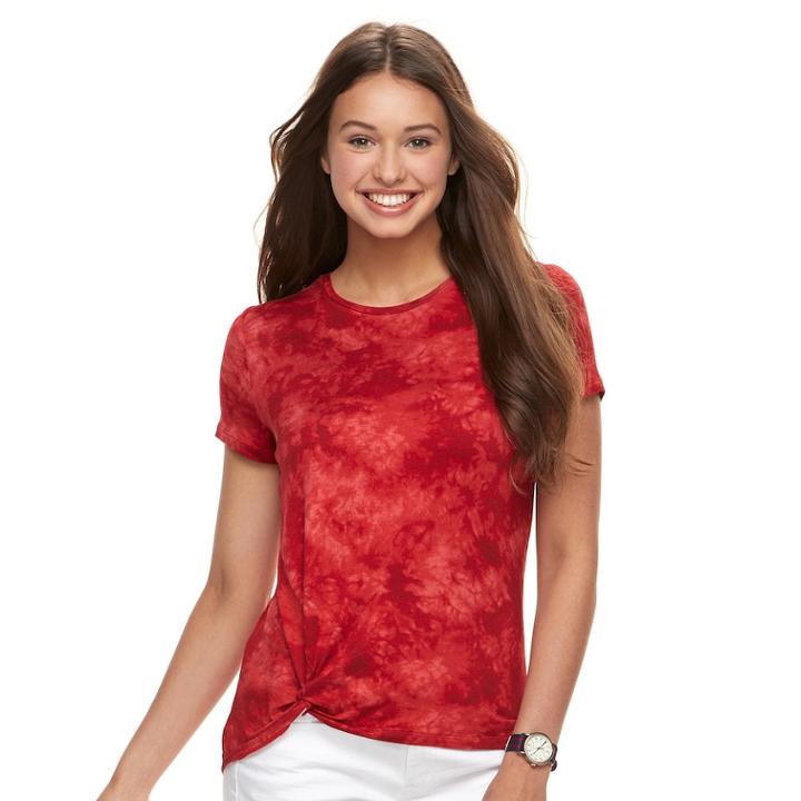 Juniors' Cloud Chaser Patriotic Knot Front Tee, Teens, Size: Large, Red