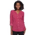 Women's Croft & Barrow&reg; Print Crepe Top, Size: Xxl, Med Purple