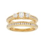14k Gold 1 Carat T.w. Igl Certified Diamond 3-stone Engagement Ring Set, Women's, Size: 5, White