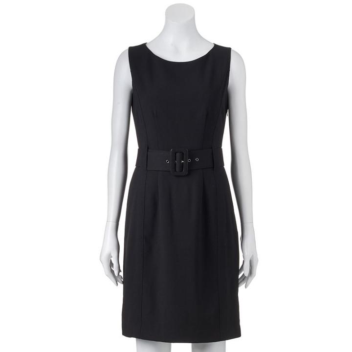Women's Dana Buchman Belted Sheath Dress, Size: 10, Black