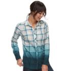 Women's Sonoma Goods For Life&trade; Essential Plaid Flannel Shirt, Size: Xl, Turquoise/blue (turq/aqua)