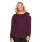 Juniors' Plus Size Mudd&reg; Long Sleeve Cold Shoulder Top, Girl's, Size: 2xl, Purple
