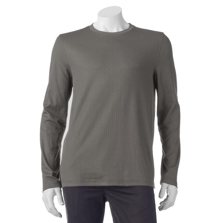Big & Tall Croft & Barrow&reg; Classic-fit Ribbed Crewneck Tee, Men's, Size: Xl Tall, Grey