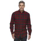 Men's Croft & Barrow&reg; True Comfort Plaid Classic-fit Flannel Button-down Shirt, Size: Small, Black